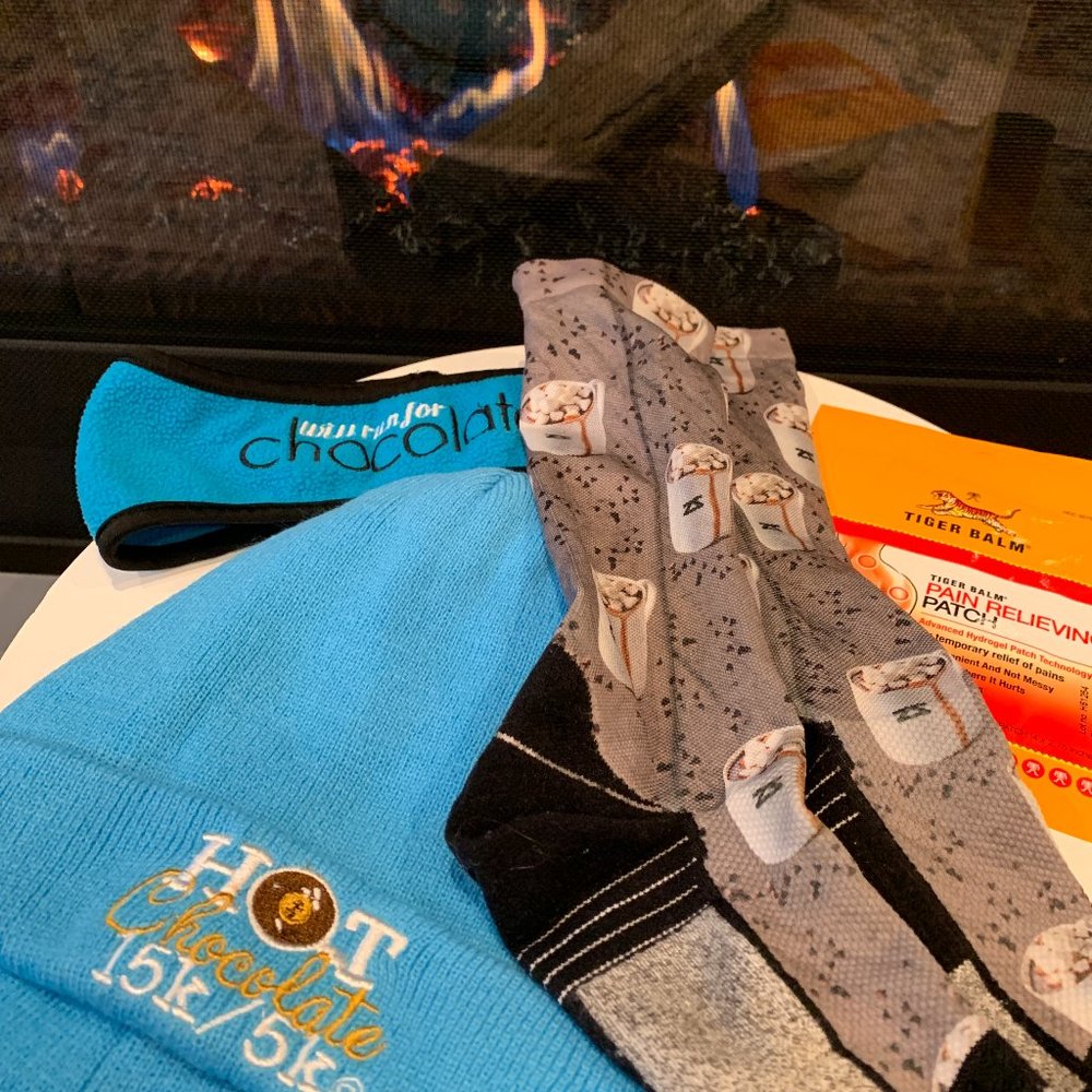 HOT CHOCOLATE Running socks and more! Zensah Compression socks + hat, headband